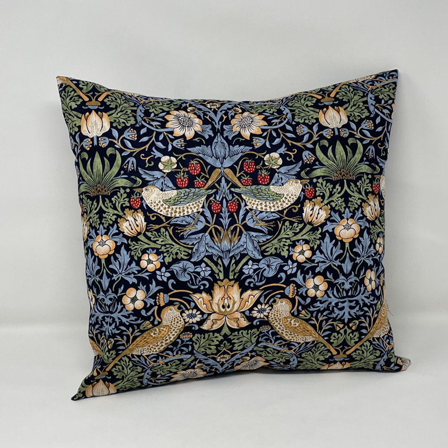 William Morris Strawberry Thief design cushion (indigo) - Fait Par Moi