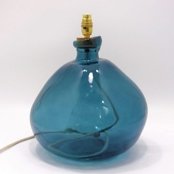 39cm Simplicity Recycled Glass Lamp Ocean Blue