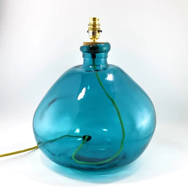 39cm Simplicity Recycled Glass Lamp Petrol Blue