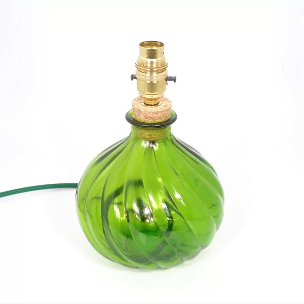 23cm Spiral recycled glass lamp Lime