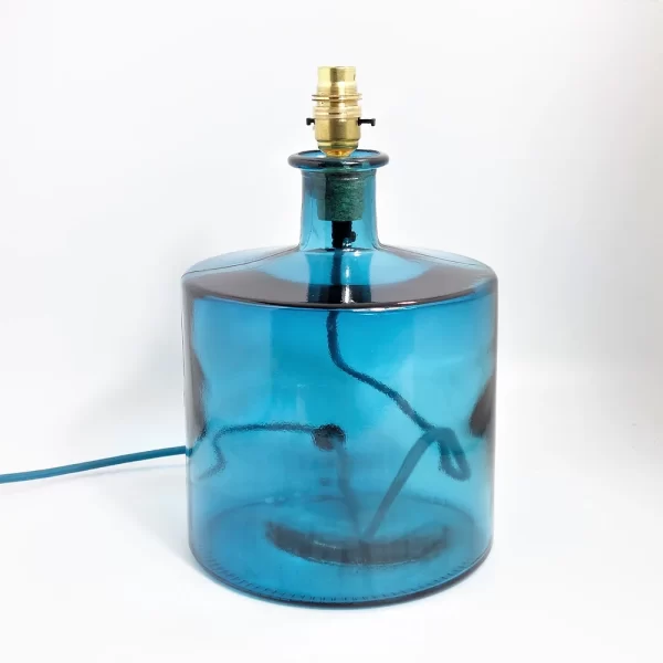 32cm Frances recycled glass lamp clear ocean blue