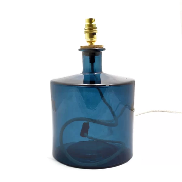 32cm Frances recycled glass lamp petrol blue