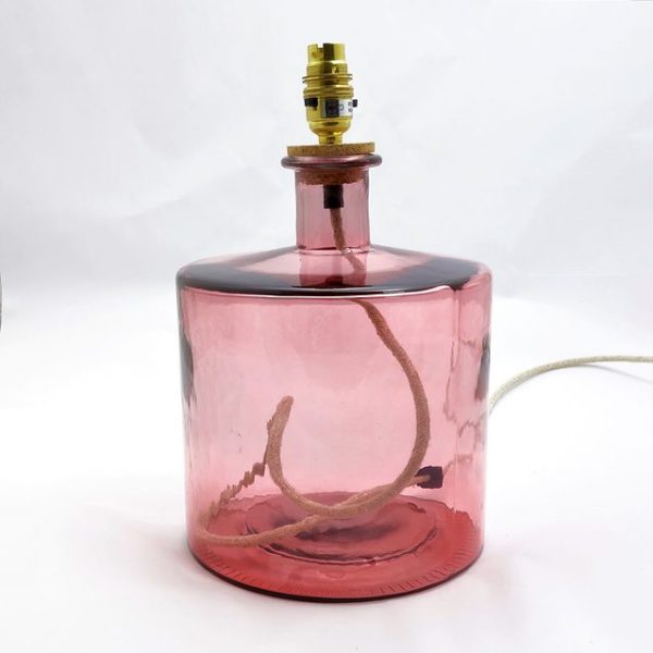 32cm Frances recycled glass lamp pink