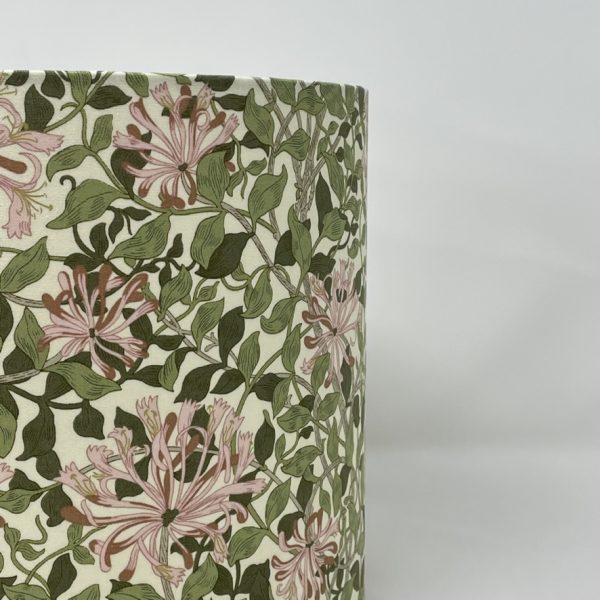 William Morris Honeysuckle drum lampshade in green and pink by Fait par Moi 3